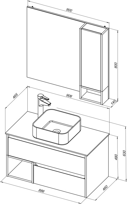 Мебель для ванной STWORKI Карлстад 90 дуб рошелье, роверелла, с отверстием для смесителя в столешнице 427900 - 8
