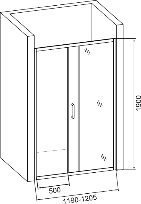 Душевая дверь в нишу DIWO Смоленск 120 см, профиль черный 556270 - 5