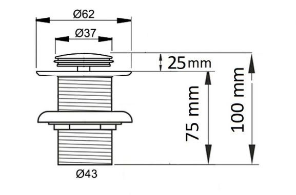 Донный клапан для раковины Ceramalux хром  RD014 - 1