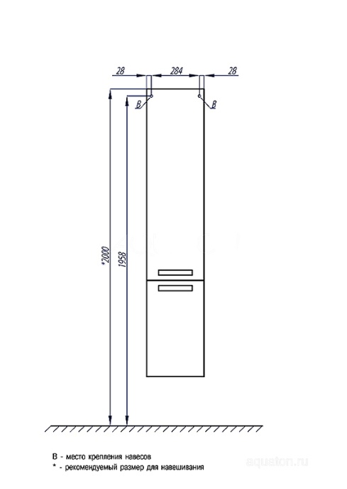 Шкаф-пенал подвесной Aquaton Ария М 34 с бельевой корзиной белый 1A124403AA010 - 5