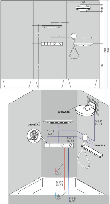 Термостат Hansgrohe RainSelect для ванны с душем 15381000 - 2