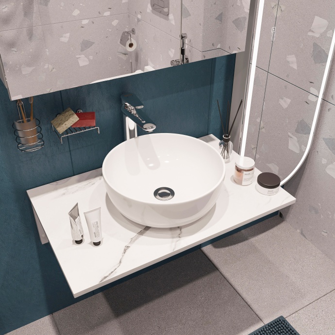 Мебель для ванной DIWO Элиста 80 белый мрамор, с раковиной Moduo 40 RING 555065 - 2