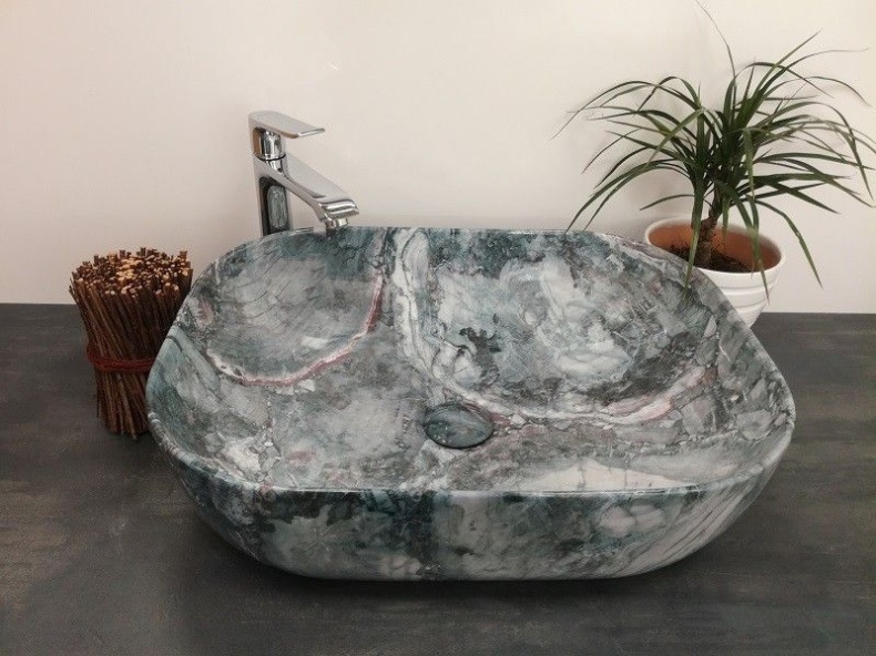 Раковина накладная CeramaLux MNC 50 см под камень/серый  K397G124 - 1
