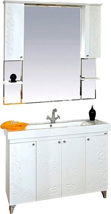 Мебель для ванной Misty Вирджиния Бабочка 105 белая фактурная - 0