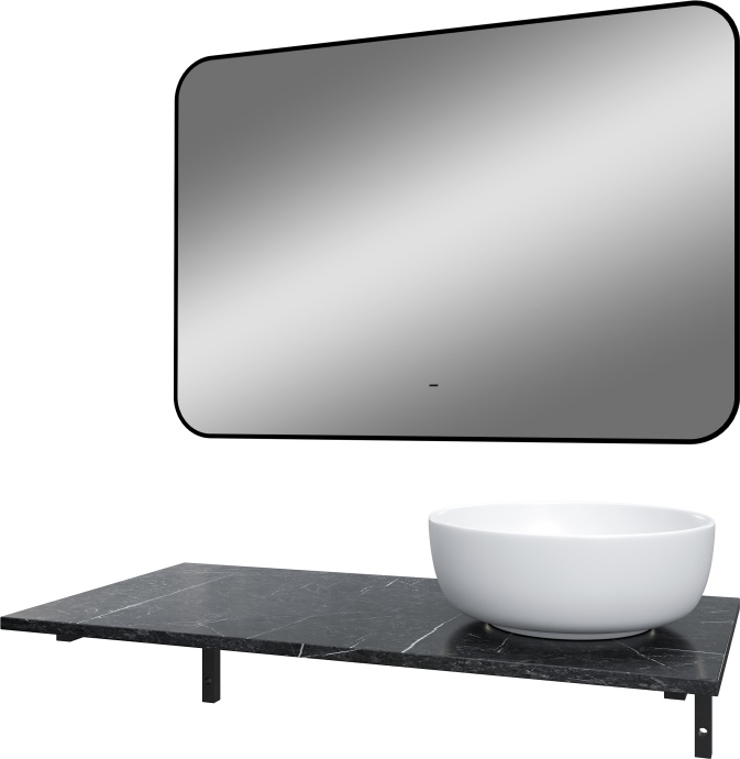 Мебель для ванной DIWO Элиста 100 чёрный мрамор, с раковиной Moduo 40 RING (комплект, гарнитур) 555470 - 3