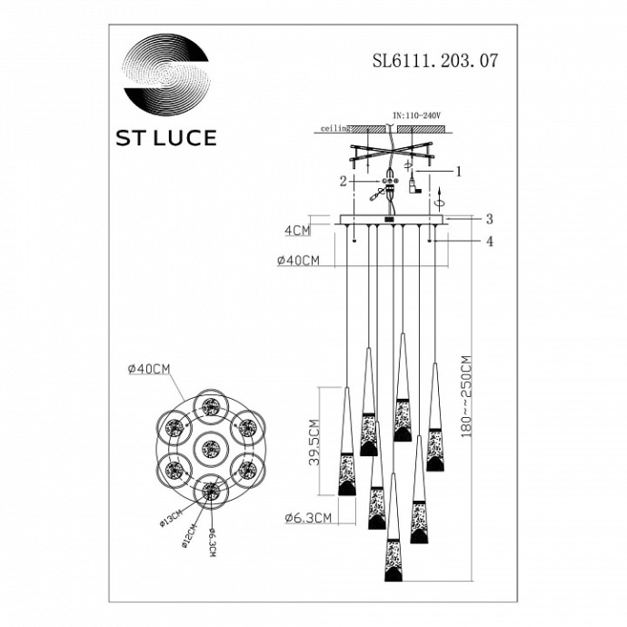 Подвесной светильник ST-Luce Sollen SL6111.203.07 - 1