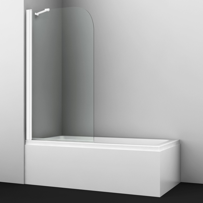 Шторка на ванну Wasserkraft Leine 80х140 профиль белый стекло прозрачное 35P01-80WHITE Fixed - 0