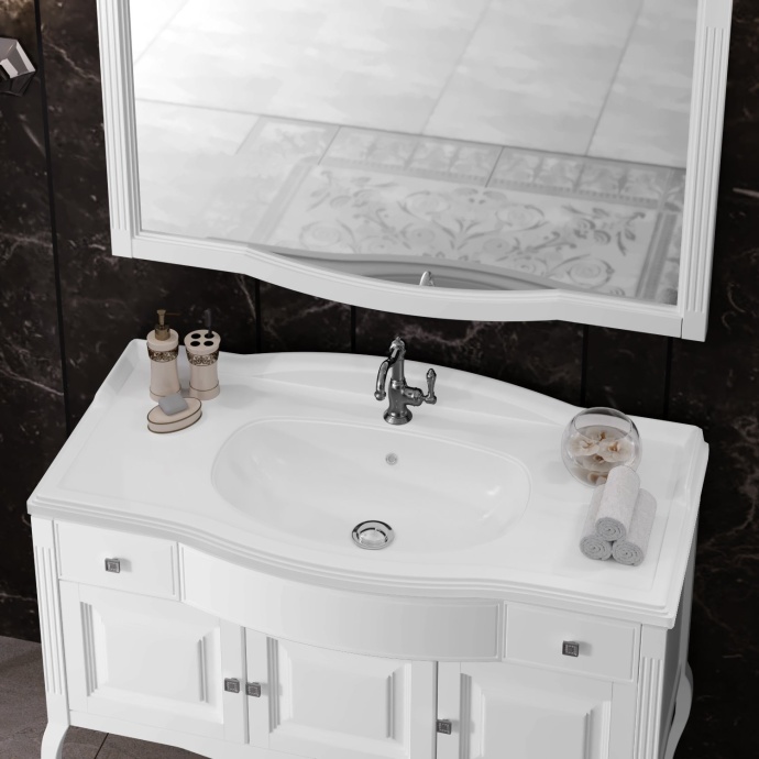 Мебель для ванной Opadiris Лаура 100 белая матовая, с раковиной из литьевого мрамора - 4