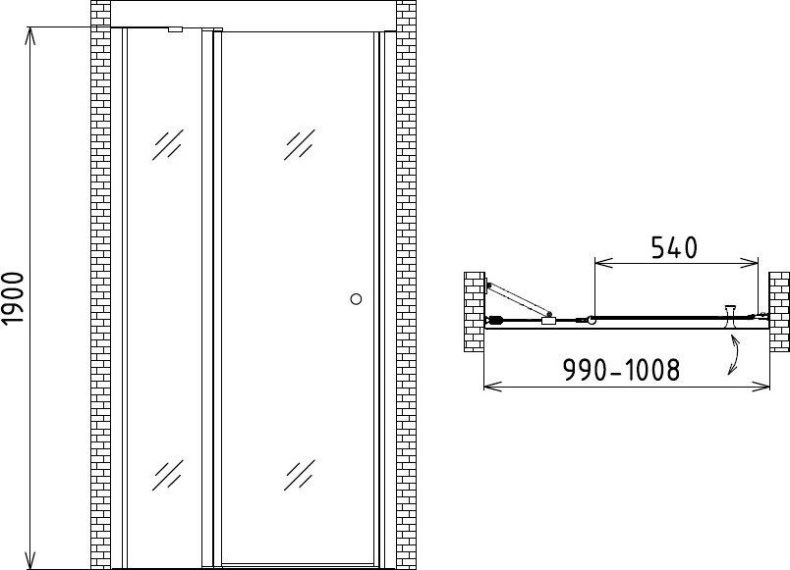Душевая дверь Gemy  100.8 см  S03191A - 4