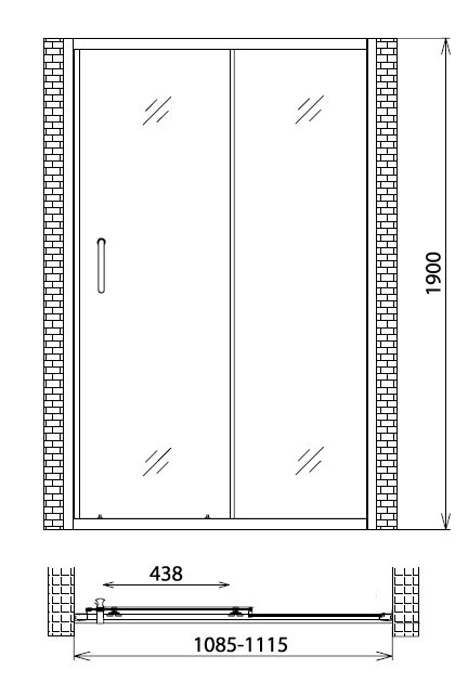 Душевая дверь Gemy  110 см  S30191D - 3