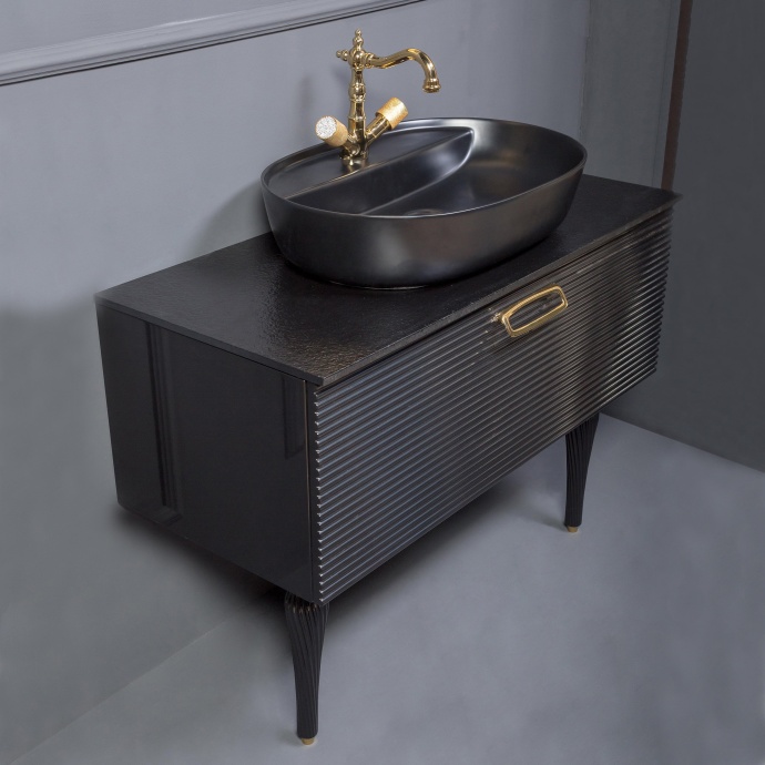 Мебель для ванной Armadi Art Vallessi Avangarde Linea 100 черная, с накладной раковиной - 1