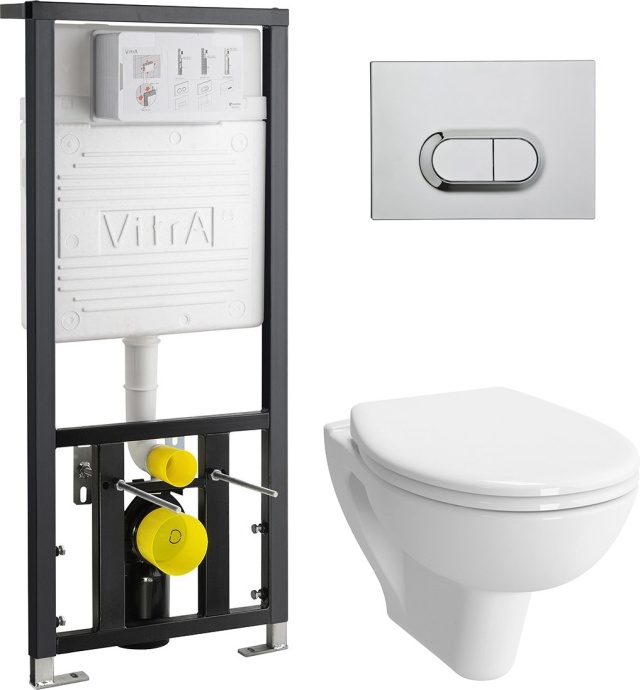 Комплект VitrA S20 9004B003-7202 подвесной унитаз + инсталляция + кнопка - 0