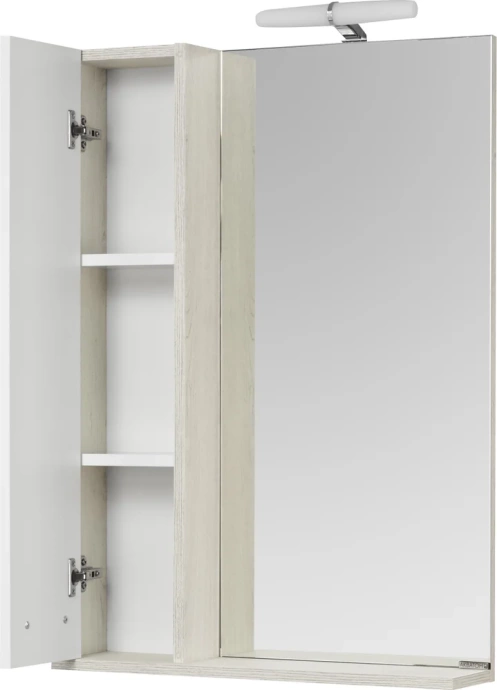 Зеркало-шкаф Aquaton Бекка 60 с подсветкой белый - светлое дерево 1A214602BAC20 - 1