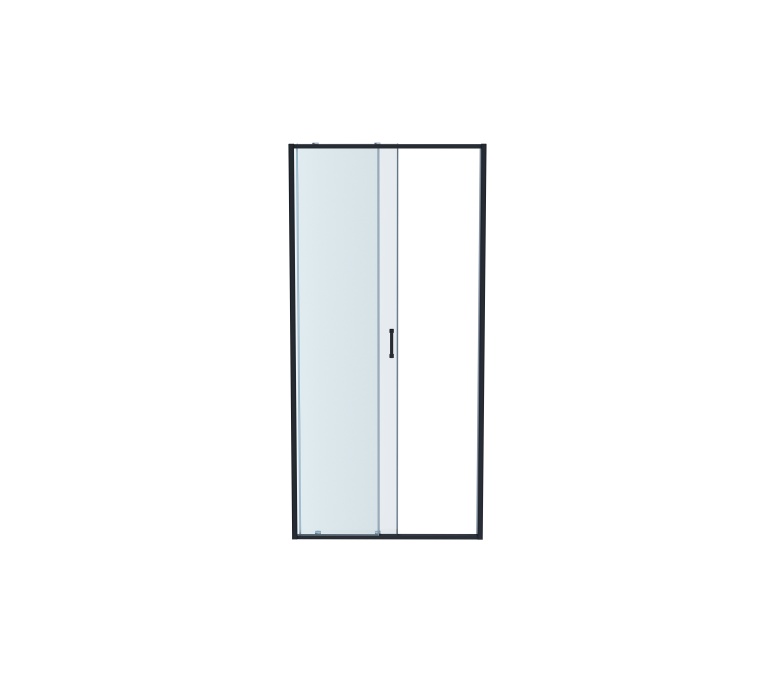AQ ARI RA 10020BL Душевая дверь двухэлементная, раздвижная1000x2000 профиль черный, стекло прозрачное - 1