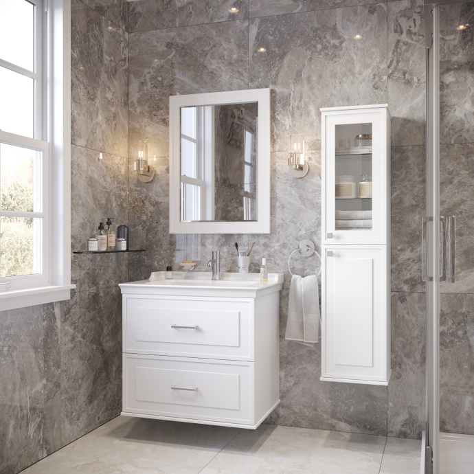 Мебель для ванной STWORKI Хадстен 80 белая, в классическом стиле, подвесная (комплект, гарнитур) 540907 - 3