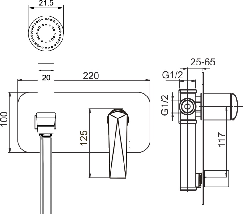 Гигиенический душ Boheme Venturo 377-SGM со смесителем shine gun metall - 1