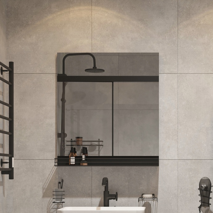 Мебель для ванной STWORKI Нюборг 70 с зеркалом, в стиле лофт, черная (комплект, гарнитур) 483894 - 4