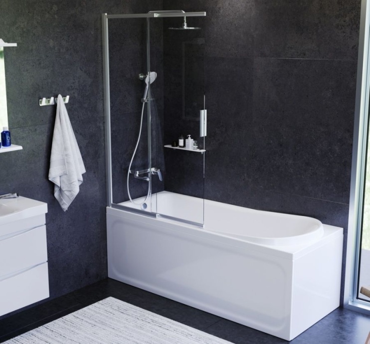 Комплект акриловой ванны со шторкой и душевой системой AM.PM Like 170x70 белая W80ASET-170SL - 2