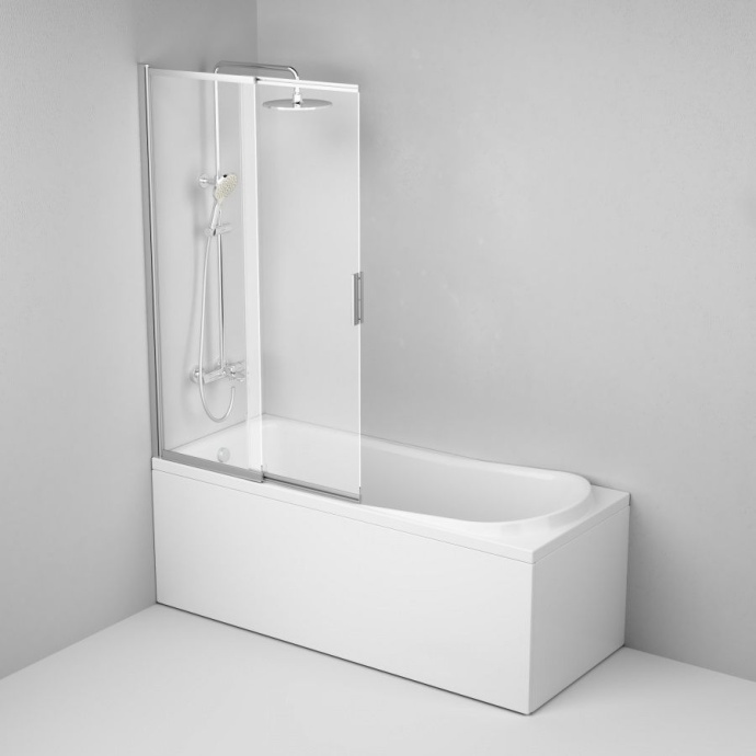 Комплект акриловой ванны со шторкой и душевой системой AM.PM Like 170x70 белая W80ASET-170SL - 3