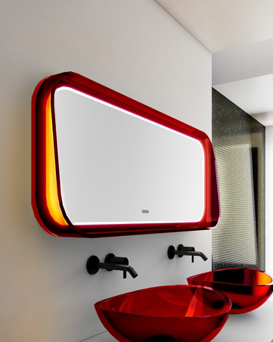 Зеркало Abber Kristall 120 красное с подсветкой AT6702Rubin - 1