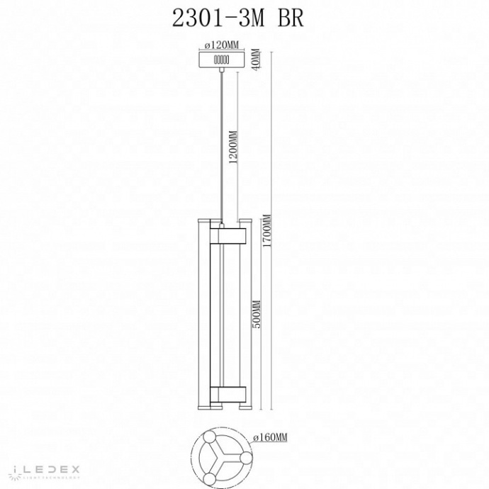 Подвесной светильник iLedex Rocks 2301-3M BR - 2