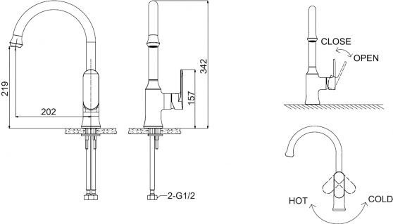 Смеситель Bravat Opal F7125183CP-RUS для кухонной мойки - 1