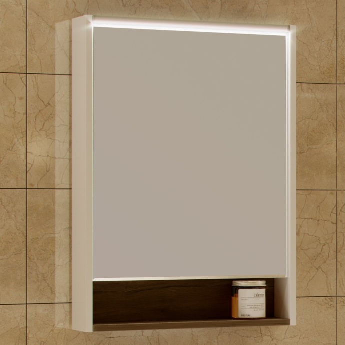 Зеркало-шкаф Aquaton Капри 60 с подсветкой белый-темное дерево 1A230302KPDB0 - 2