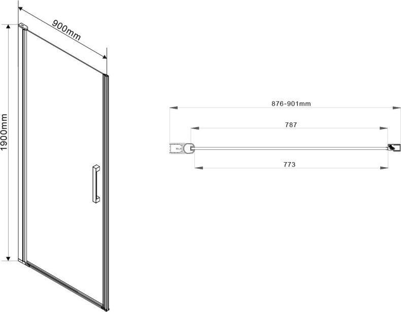 Душевая дверь в нишу Vincea Orta VPP-1O900CL 90 см, хром, стекло прозрачное - 5