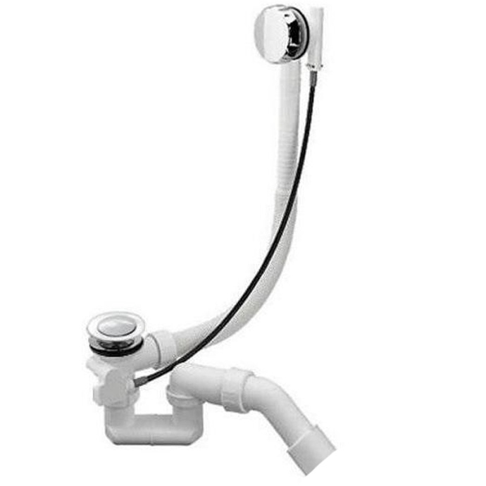 Слив-перелив п/автомат WIRQUIN для ванны с внешним кабелем L=700 мм регулируем.сифоном, вентиль и клапан латунь, с гофротрубой, хром ST-0000010 - 0
