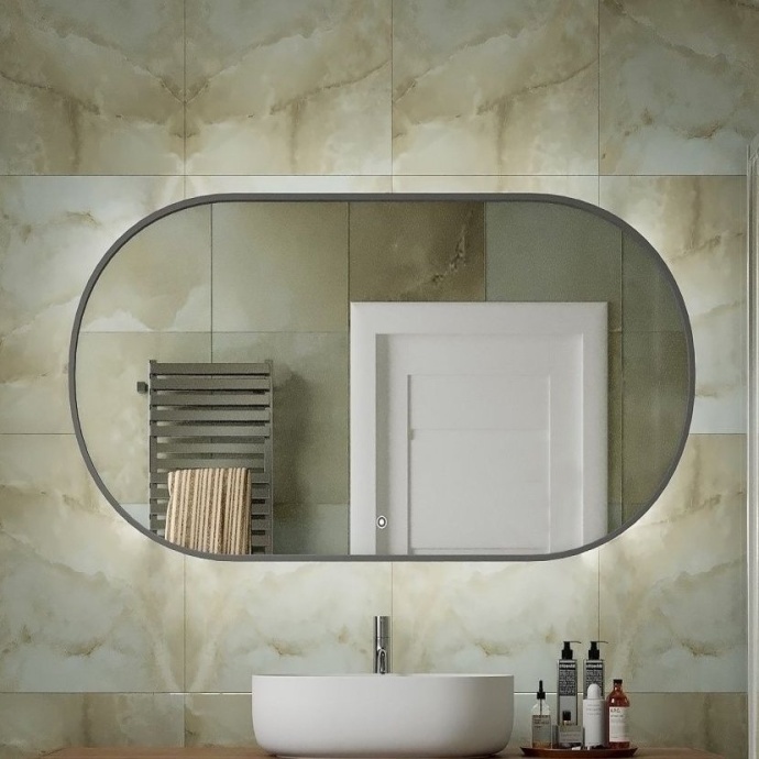 Зеркало Art&Max Bari 120, с подсветкой, графит AM-Bar-700-1200-DS-F - 0