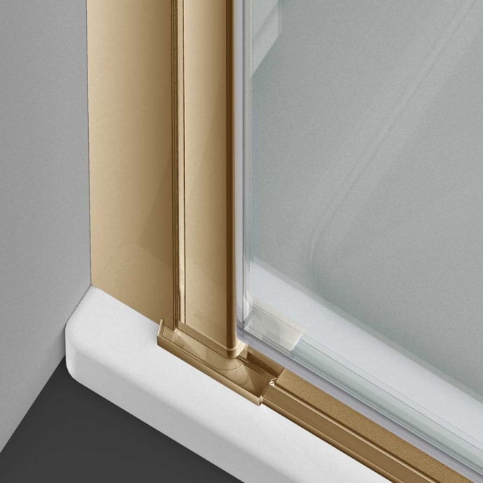 Душевая дверь в нишу Vincea Alpha 60х195 профиль брашированное золото стекло прозрачное  VDP-3AL600CLG - 3