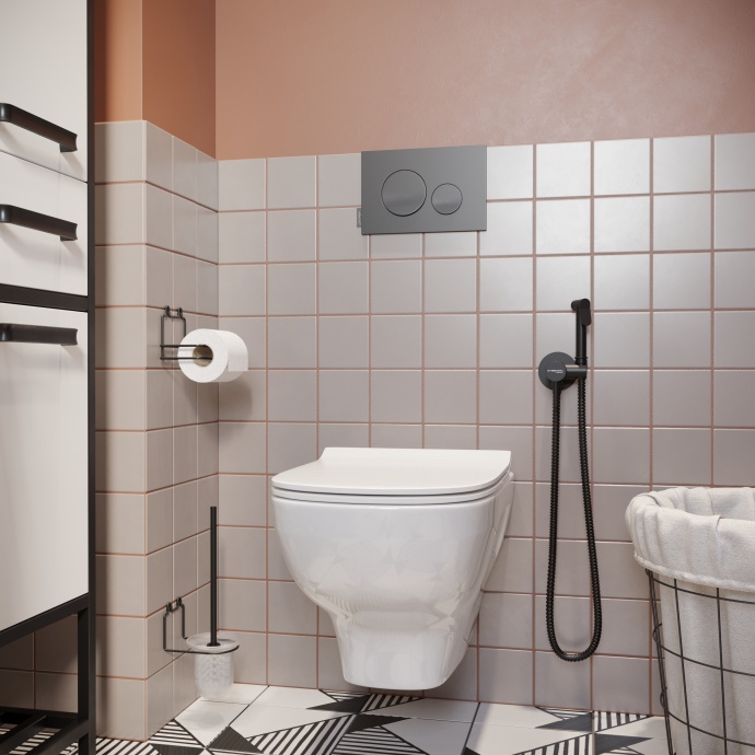 Гигиенический душ STWORKI by Damixa Хельсинки HFHS52030 со смесителем, С ВНУТРЕННЕЙ ЧАСТЬЮ, черный, встраиваемый, настенный, матовый - 3