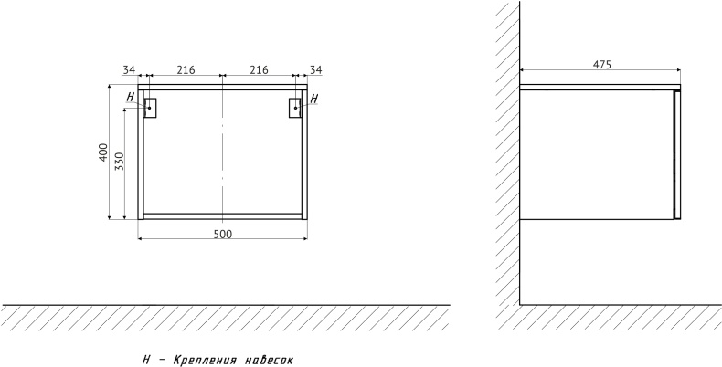 Мебель для ванной STWORKI Ольборг 100 столешница дуб карпентер, без отверстий, 2 тумбы 50 + 2 раковины 485874 - 9