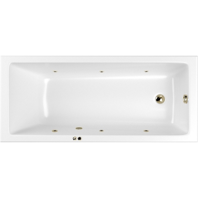 Ванна акриловая WHITECROSS Wave Slim Soft 160x80 с гидромассажем белый - бронза 0111.160080.100.SOFT.BR - 0
