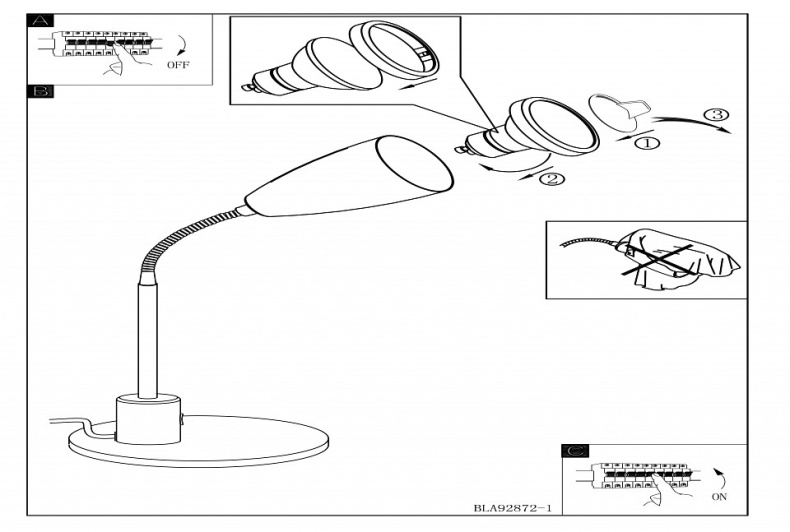 Настольная лампа офисная Eglo Fox 92872 - 1