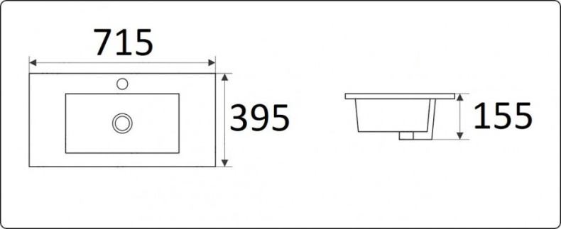Раковина встраиваемая CeramaLux N 71.5 см белый  9393-70 - 1