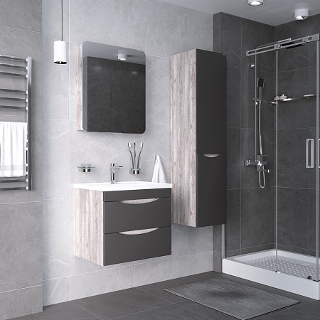 Шкаф пенал для ванной Grossman ТАЛИС бетон пайн/серый  303507 - 3