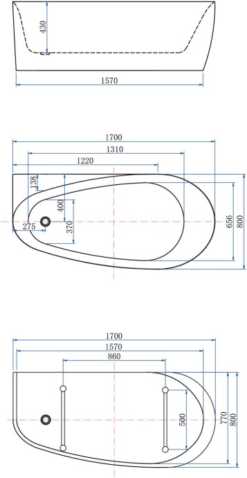 Акриловая ванна Allen Brau Infinity 170x80 2.21001.21/AM белый матовый(панель антрацит) - 1