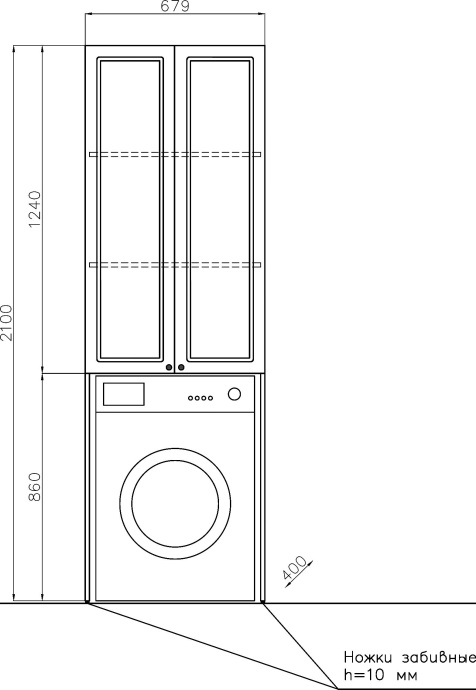 Шкаф-пенал Style Line Эко Стандарт 680 над стиральной машиной АА00-000060 - 4