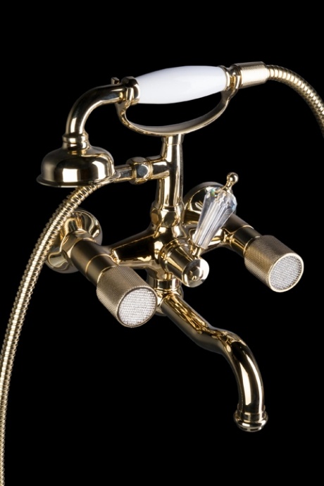 Смеситель для ванны Boheme Royal Cristal золото с переключателем Swarovski 293-Royal - 1