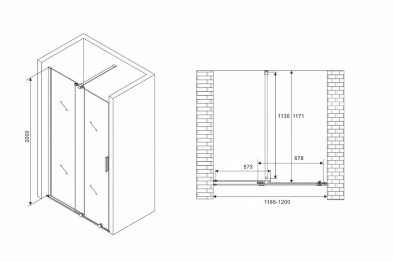 Душевая дверь ABBER Komfort 120 профиль хром  AG90120 - 5