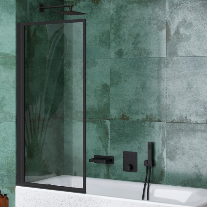 Шторка для ванны Excellent Fabrika 73х145 профиль черный матовый стекло прозрачное KAEX.4030.730.LP - 1