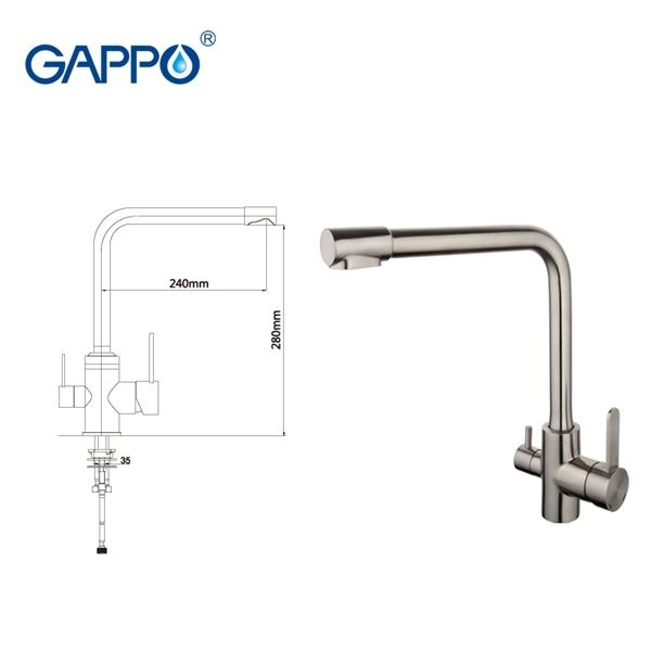 Смеситель для кухни Gappo стальной G4399-1 - 7