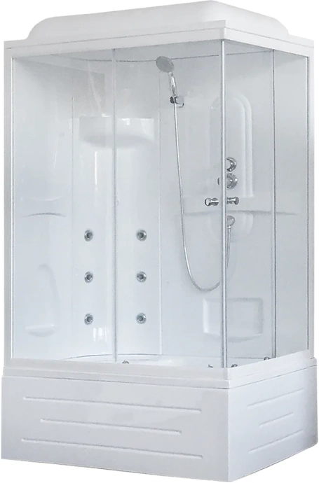 Душевая кабина Royal Bath BP 100х80 L с гидромассажем профиль белый стекло прозрачное RB8100BP2-T-L - 0