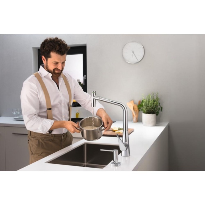 Кухонный смеситель hansgrohe Metris Select M71, 320, с вытяжным душем, 2jet, sBox, 73816800, под сталь - 3