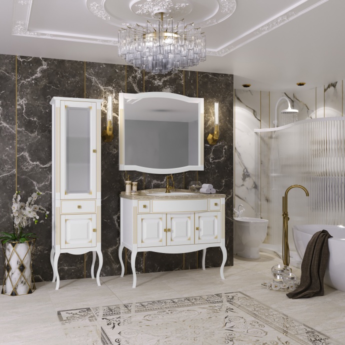 Мебель для ванной Opadiris Лаура 100 белая с патиной - 4