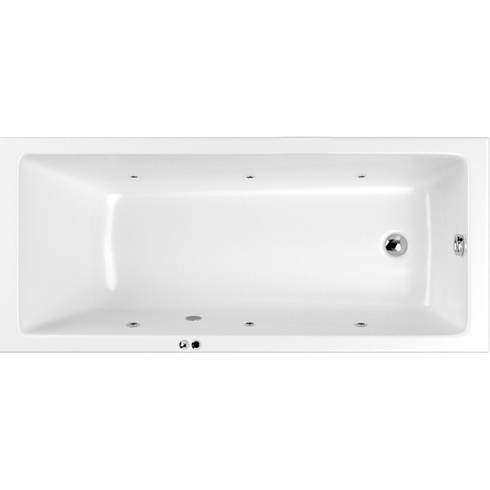 Ванна акриловая WHITECROSS Wave Slim Soft 170x75 с гидромассажем белый - хром 0111.170075.100.SOFT.CR - 0