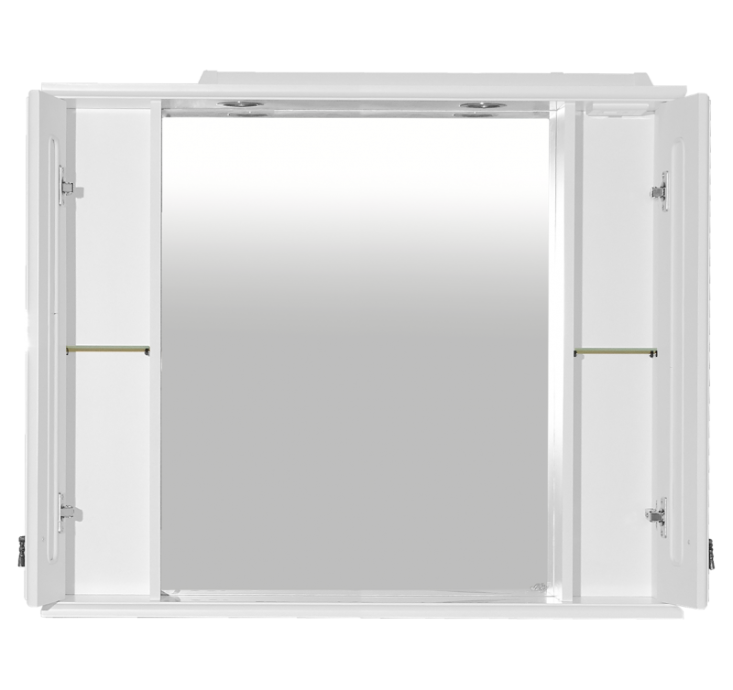 Лувр -105 Зеркало с 2-мя шкафчиками, белое П-Лвр03105-0122Ш - 1