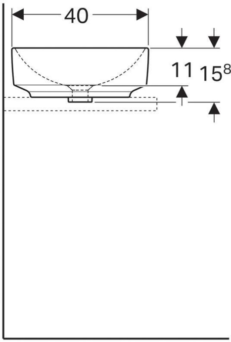 500.779.01.2 VariForm Раковина с установкой на столешницу прямоугольной формы, 55х40 см, без отв. под смеситель, без отв. перелива - 2