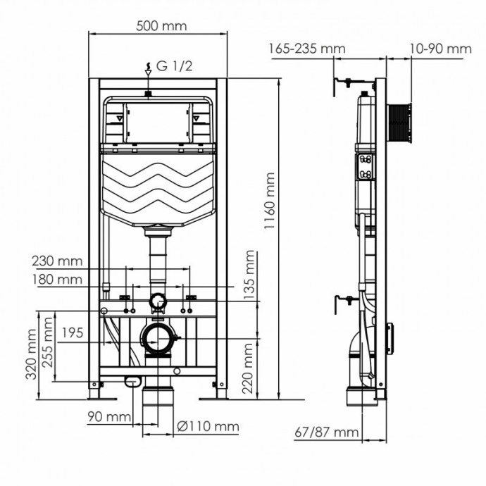 Система инсталляции для унитазов Wasserkraft Aller кнопка смыва черный 10TLT.010.ME.PB01 - 3